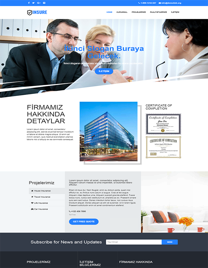 İnsure Firma sitesi tasarımı